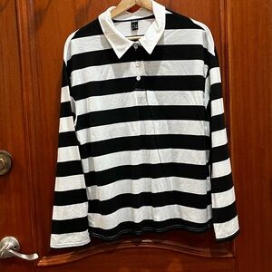 Stylish Black and White Striped Button Down Shirt